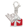 Silver Plated Small Red Enamel Present - Silver Plated Clip on Charm with Mini Year 2026: Year to Remember Jewelry Gift - Celebrations