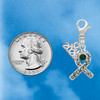 Silver Plated Scroll Ribbon with Green Crystal - Silver Plated Clip on Charm with Mini Year 2026 Jewelry Ideas and Examples