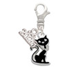 Silver Plated Black Sitting Cat - Silver Plated Clip on Charm with Mini Year 2026: Year to Remember Jewelry Gift - Celebrations