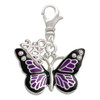 Silver Plated Large Purple Butterfly with 6 AB Crystals - Silver Plated Clip on Charm with Mini Year 2026: Year to Remember Jewelry Gift - Celebrations