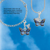Silver Plated Large Blue Butterfly with 6 AB Crystals - Silver Plated Clip on Charm with Mini Year 2026