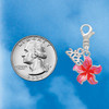 Silver Plated Hot Pink and Orange Plumeria Flower - Silver Plated Clip on Charm with Mini Year 2026 Jewelry Ideas and Examples