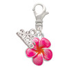 Silver Plated Hot Pink and Orange Flower - Silver Plated Clip on Charm with Mini Year 2026: Year to Remember Jewelry Gift - Celebrations