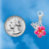 Silver Plated Hot Pink and Orange Flower - Silver Plated Clip on Charm with Mini Year 2026 Jewelry Ideas and Examples