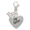Silver Plated 3-D Big Sister Heart - Silver Plated Clip on Charm with Mini Year 2026: Year to Remember Jewelry Gift - Celebrations