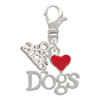 Silver Plated I love Dogs with Red Heart - Silver Plated Clip on Charm with Mini Year 2026: Year to Remember Jewelry Gift - Celebrations