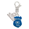 Silver Plated Blue Policeman's Badge - Silver Plated Clip on Charm with Mini Year 2026: Year to Remember Jewelry Gift - Celebrations