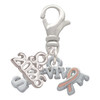 Silver Plated Survivor with Pink Ribbon - Silver Plated Clip on Charm with Mini Year 2026: Year to Remember Jewelry Gift - Celebrations