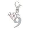Silver Plated Number - 9 - Silver Plated Clip on Charm with Mini Year 2026: Year to Remember Jewelry Gift - Celebrations