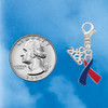 Silver Plated Red & Blue Awareness Ribbon - Silver Plated Clip on Charm with Mini Year 2026 Jewelry Ideas and Examples