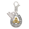 Two-tone Horseshoe with Trinity Knot - Silver Plated Clip on Charm with Mini Year 2026: Year to Remember Jewelry Gift - Celebrations