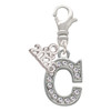 Silver Plated Crystal Initial - C - Silver Plated Clip on Charm with Mini Year 2026: Year to Remember Jewelry Gift - Celebrations
