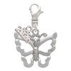 Silver Plated Large Open Butterfly - Silver Plated Clip on Charm with Mini Year 2026: Year to Remember Jewelry Gift - Celebrations
