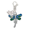 Silver Plated Dragonfly with Green & Blue Wings - Silver Plated Clip on Charm with Mini Year 2026: Year to Remember Jewelry Gift - Celebrations