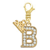 Gold-tone Crystal Initial - B - Gold-tone Plated Clip on Charm with Mini Year 2026: Year to Remember Jewelry Gift - Celebrations
