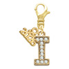 Gold-tone Crystal Initial - I - Gold-tone Plated Clip on Charm with Mini Year 2026: Year to Remember Jewelry Gift - Celebrations
