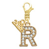 Gold-tone Crystal Initial - R - Gold-tone Plated Clip on Charm with Mini Year 2026: Year to Remember Jewelry Gift - Celebrations