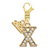 Gold-tone Crystal Initial - X - Gold-tone Plated Clip on Charm with Mini Year 2026: Year to Remember Jewelry Gift - Celebrations
