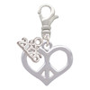 Silver Plated Heart Peace Sign - Silver Plated Clip on Charm with Mini Year 2026: Year to Remember Jewelry Gift - Celebrations
