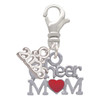 Silver Plated Cheer Mom with Red Heart - Silver Plated Clip on Charm with Mini Year 2026: Year to Remember Jewelry Gift - Celebrations