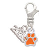 Silver Plated Mini Translucent Orange Paw - Silver Plated Clip on Charm with Mini Year 2026: Year to Remember Jewelry Gift - Celebrations