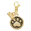 Gold-tone Paw in Circle - Gold-tone Plated Clip on Charm with Mini Year 2026: Year to Remember Jewelry Gift - Celebrations