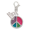 Silver Plated Multicolored Peace Sign - Silver Plated Clip on Charm with Mini Year 2026: Year to Remember Jewelry Gift - Celebrations