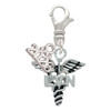 Silver Plated Nurse Caduceus - LVN - Silver Plated Clip on Charm with Mini Year 2026: Year to Remember Jewelry Gift - Celebrations