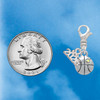 Silver Plated Small Basketball with a AB Crystal - Silver Plated Clip on Charm with Mini Year 2026 Jewelry Ideas and Examples