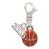 Silver Plated Mini Orange Basketball - Silver Plated Clip on Charm with Mini Year 2026: Year to Remember Jewelry Gift - Celebrations