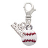 Silver Plated Mini White Baseball - Silver Plated Clip on Charm with Mini Year 2026: Year to Remember Jewelry Gift - Celebrations