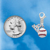 Silver Plated Mini White Baseball - Silver Plated Clip on Charm with Mini Year 2026 Jewelry Ideas and Examples
