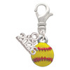 Silver Plated Mini Yellow Softball - Silver Plated Clip on Charm with Mini Year 2026: Year to Remember Jewelry Gift - Celebrations
