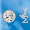 Silver Plated Large Greek Letter - Sigma - Silver Plated Clip on Charm with Mini Year 2026 Jewelry Ideas and Examples