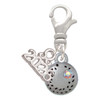 Silver Plated Mini Softball/Baseball with AB Crystal - Silver Plated Clip on Charm with Mini Year 2026: Year to Remember Jewelry Gift - Celebrations