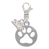 Silver Plated Circle with Cut Out Paw - Silver Plated Clip on Charm with Mini Year 2026: Year to Remember Jewelry Gift - Celebrations