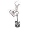 Silver Plated Rock Star Guitar - Silver Plated Clip on Charm with Mini Year 2026: Year to Remember Jewelry Gift - Celebrations