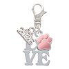 Silver Plated Love with Pink Paw - Silver Plated Clip on Charm with Mini Year 2026: Year to Remember Jewelry Gift - Celebrations