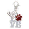 Silver Plated Love with Maroon Paw - Silver Plated Clip on Charm with Mini Year 2026: Year to Remember Jewelry Gift - Celebrations