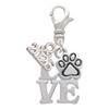 Silver Plated Love with Paw - Silver Plated Clip on Charm with Mini Year 2026: Year to Remember Jewelry Gift - Celebrations