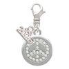 Silver Plated Disc with Crystal Peace Sign - Silver Plated Clip on Charm with Mini Year 2026: Year to Remember Jewelry Gift - Celebrations
