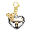 Gold-tone Longhorn in Rope Heart - Gold-tone Plated Clip on Charm with Mini Year 2026: Year to Remember Jewelry Gift - Celebrations