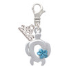 Silver Plated Open Sea Turtle with Blue Plumeria - Silver Plated Clip on Charm with Mini Year 2026: Year to Remember Jewelry Gift - Celebrations