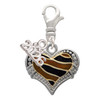 Two-tone Enamel Tiger Print Heart - Silver Plated Clip on Charm with Mini Year 2026: Year to Remember Jewelry Gift - Celebrations