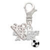 Silver Plated Kick Like a Girl with Enamel Soccer Ball - Silver Plated Clip on Charm with Mini Year 2026: Year to Remember Jewelry Gift - Celebrations