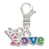 Rainbow Colored ''Love'' - Silver Plated Clip on Charm with Mini Year 2026: Year to Remember Jewelry Gift - Celebrations