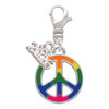Silver Plated Large Rainbow Colored Peace Sign - Silver Plated Clip on Charm with Mini Year 2026: Year to Remember Jewelry Gift - Celebrations