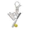 Silver Plated Enamel Softball and Bat - Silver Plated Clip on Charm with Mini Year 2026: Year to Remember Jewelry Gift - Celebrations