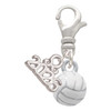Silver Plated 3-D White Volleyball - Silver Plated Clip on Charm with Mini Year 2026: Year to Remember Jewelry Gift - Celebrations