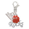 Silver Plated Enamel Basketball ''Rocks'' - Silver Plated Clip on Charm with Mini Year 2026: Year to Remember Jewelry Gift - Celebrations